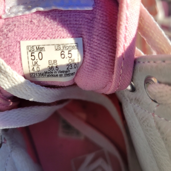 Vans Pink Hi Top Shoes sz 5.0 - Picture 4 of 9